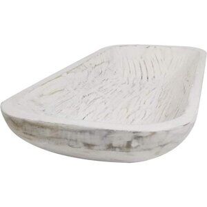 Wooden Dough Bowl Antique white Vintage, Wood Long Dough Bowl Large